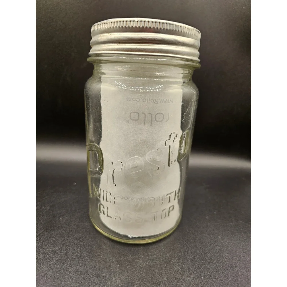 Vintage Presto Wide Mouth Glass Top Canning Jar Illinois Glass Co 7 Inch Clear